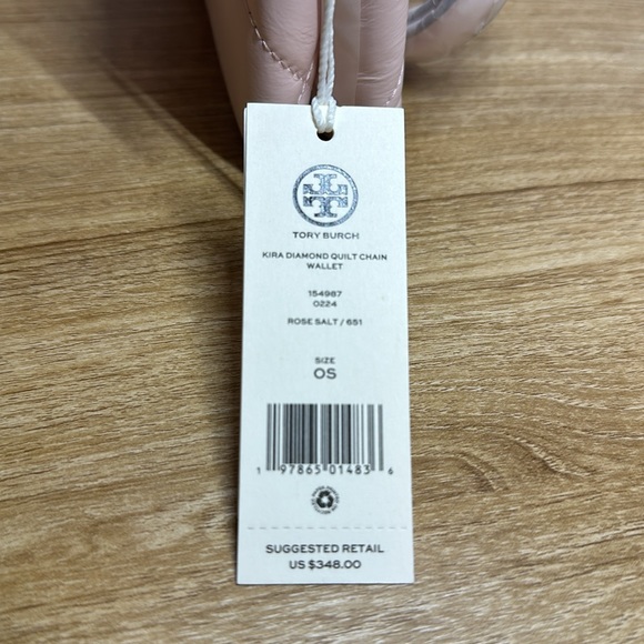 New Tory Burch Kira Diamond Quilted Napa Leather Mini Flap Bag in Rose Salt Pink - Picture 5 of 9